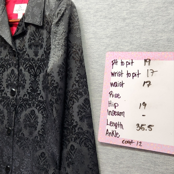 J S Signature Etched Paisley Satin Trench Coat womens 6 Grunge Goth Vampire - Picture 6 of 6